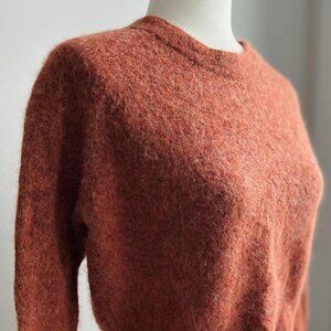Madewell Rust Brushed Alpaca-Blend Knit Short Boxy Sweater with Soft Halo – US S